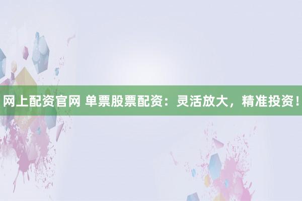 网上配资官网 单票股票配资：灵活放大，精准投资！