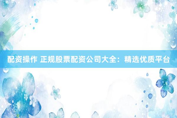 配资操作 正规股票配资公司大全：精选优质平台