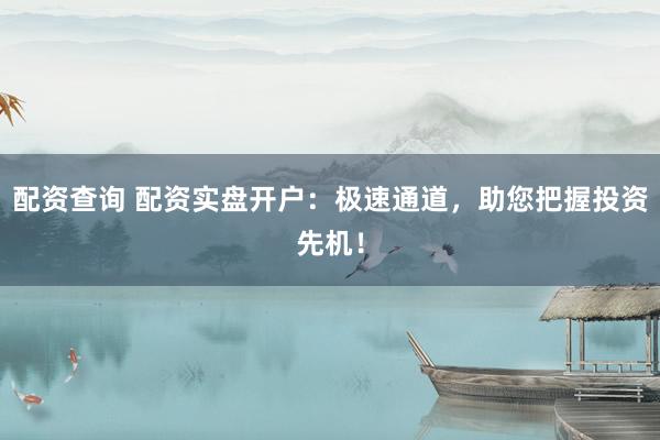 配资查询 配资实盘开户：极速通道，助您把握投资先机！