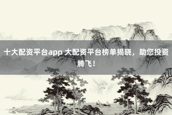 十大配资平台app 大配资平台榜单揭晓，助您投资腾飞！