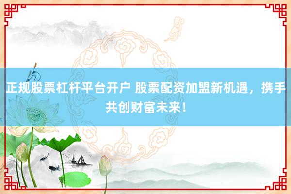 正规股票杠杆平台开户 股票配资加盟新机遇，携手共创财富未来！
